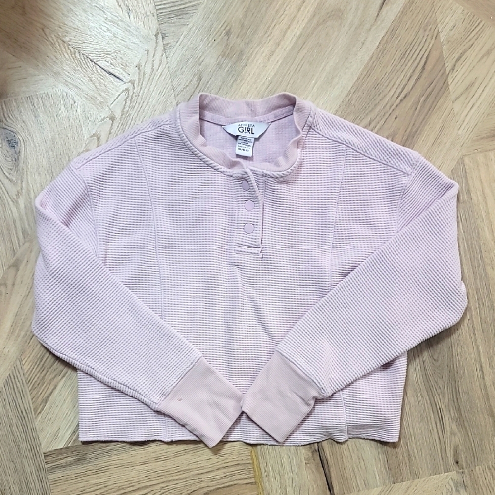 Athleta Purple Long Sleeve Polo Crop Sweatshirt Sise M 8/10